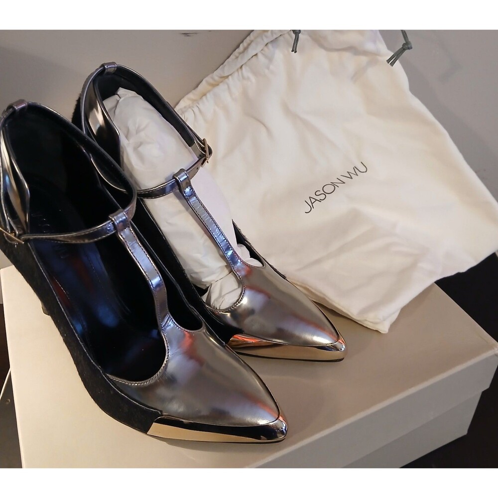 Jason Wu black and silver metallic stilettos